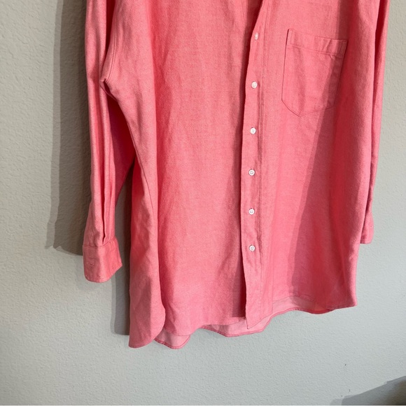 New Frank & Eileen Shirley oversized Italian flannel shirt pink herringbone M - Picture 8 of 16